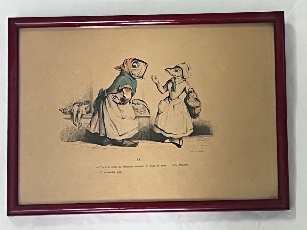 Jean Jacques Grandville (French 19thC)  Metamorphoses Vintage print framed IX